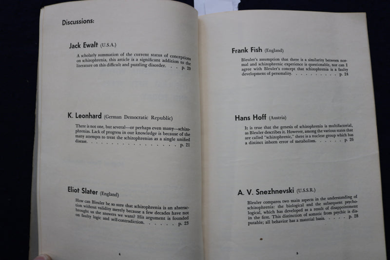 1966 CONCEPTION OF SCHIZOPHRENIA WITHIN THE LAST FIFTY YEARS AND TODAY - K 912