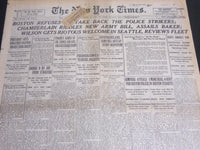 1919 SEPT 14 NEW YORK TIMES -BOSTON REFUSES TO TAKE BACK POLICE STRIKES- NT 7022