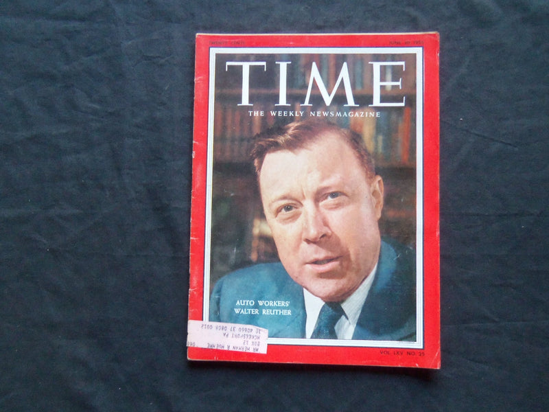 1955 JUNE 20 TIME MAGAZINE - AUTO WORKERS' WALTER REUTHER - T 1490