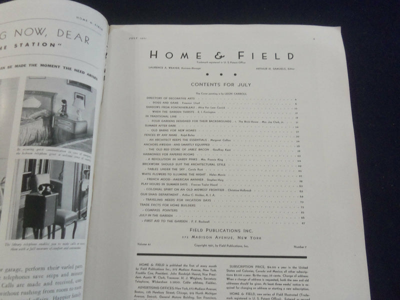 1931 JULY HOME & FIELD MAGAZINE - GREAT PHOTOS, STORIES & ADS - SP 1223W
