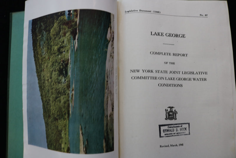 1945 LAKE GEORGE WATER CONDITIONS REPORT - HARDCOVER BOOK - K 2894