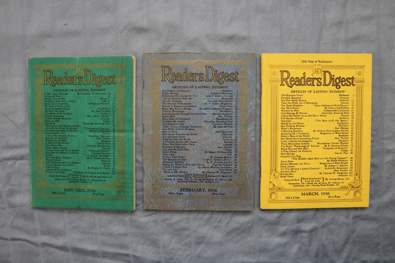 1936 READER'S DIGEST MAGAZINE - COMPLETE YEAR - LOT OF 12 - O 3871
