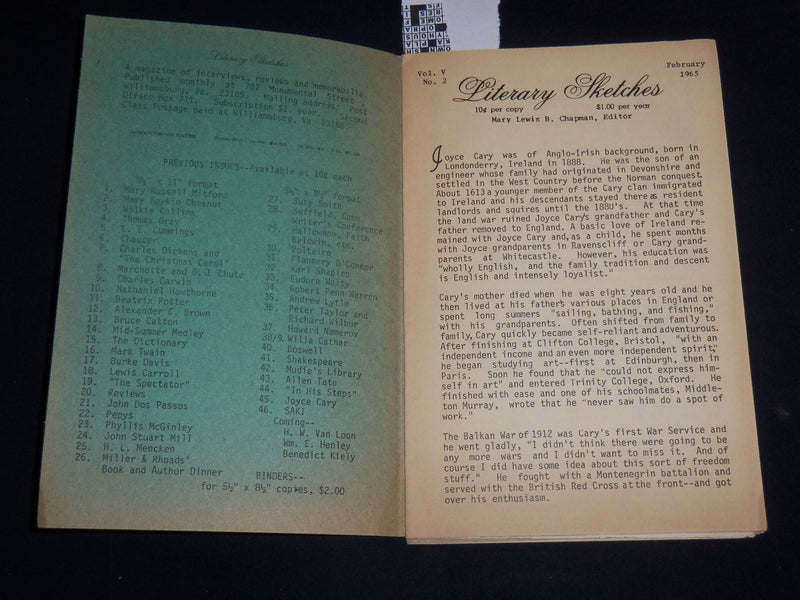 1965 FEBRUARY & MAY LITERARY SKETCHES MAGAZINE LOT OF 2 ISSUES - J 8981
