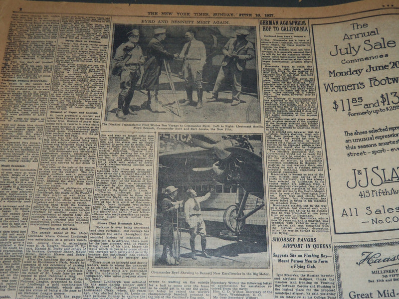 1927 JUNE 19 NEW YORK TIMES - ST. LOUIS ROARS WELCOME TO LINDBERGH - NT 5066