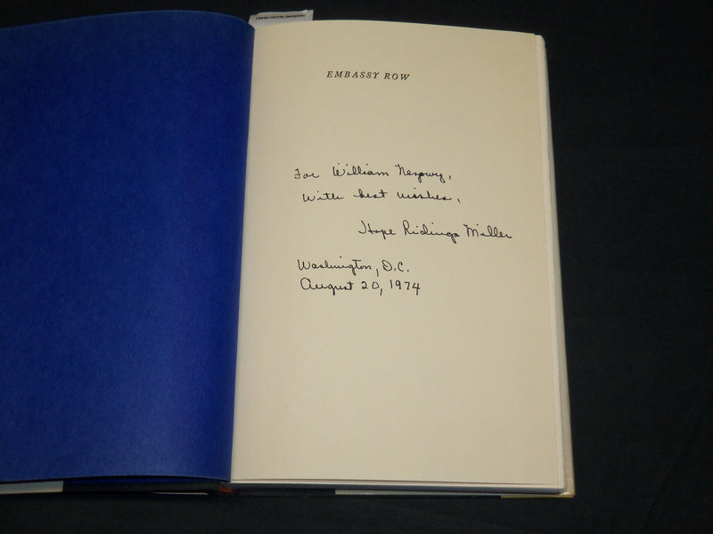 1969 EMBASSY ROW BOOK INSCRIBED BY HOPE RIDINGS MILLER - FIRST EDITION - D 546