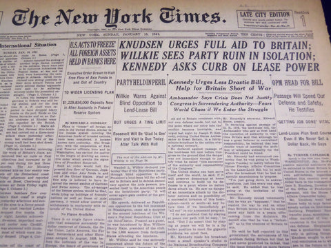 1941 JANUARY 19 NEW YORK TIMES - KNUDSEN URGES FULL AID TO BRITAIN - NT 1141