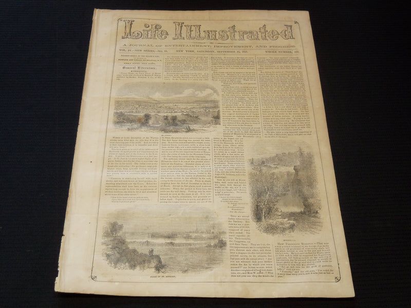 1857 SEPTEMBER 12 LIFE ILLUSTRATED NEWSPAPER - MINNESOTA - NP 5917