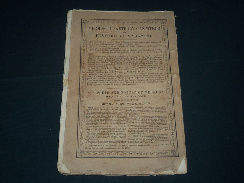 1863 JANUARY VERMONT QUARTERLY GAZETTEER HISTORICAL MAGAZINE - CIVIL WAR- J 4346