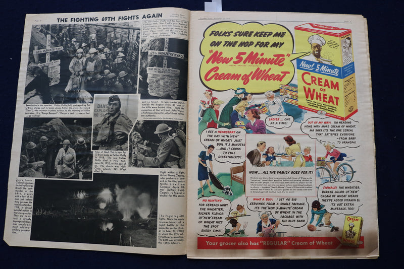 1939 NOV 12 SUNDAY NEWS PICTURE NEWSPAPER - MERLE OBERON-U.S. COLOR MAP- E 22704