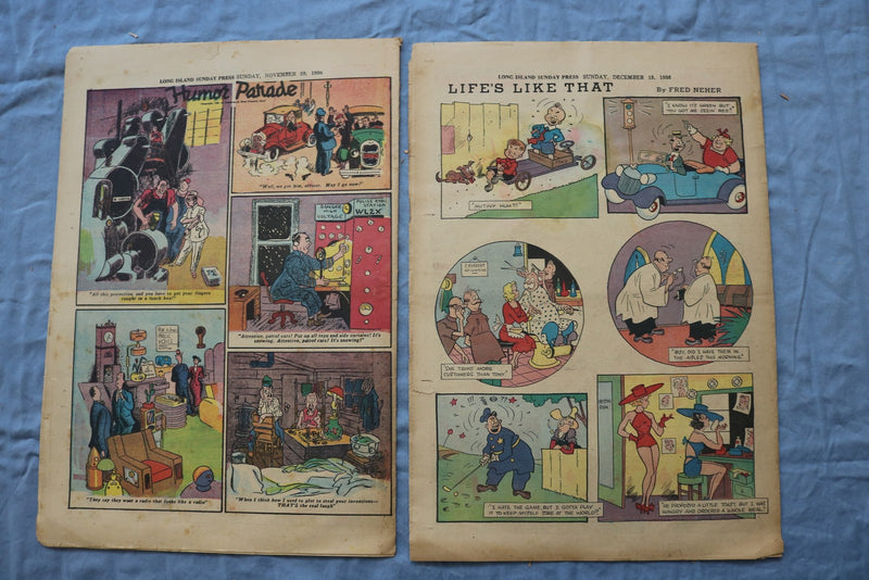 1936 LONG ISLAND SUNDAY PRESS NEWSPAPER COLOR COMICS - LOT OF 2 - NP 9227