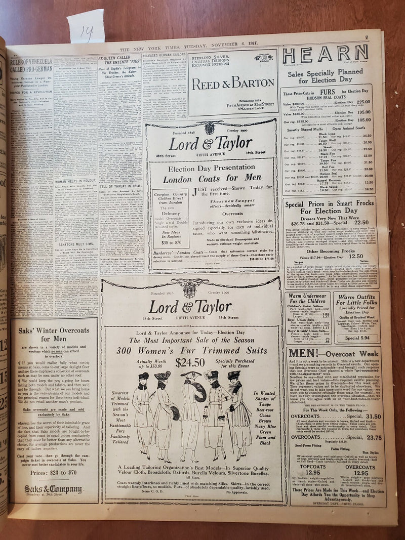 1917 NOVEMBER 6 NEW YORK TIMES - MILLER HUGGINS YANKEES NEW LEADER - NT 8062