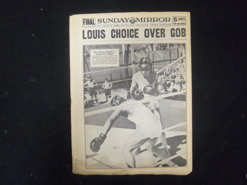1936 AUGUST 16 NEW YORK SUNDAY MIRROR - JOE LOUIS CHOICE OVER GOB - NP 2319