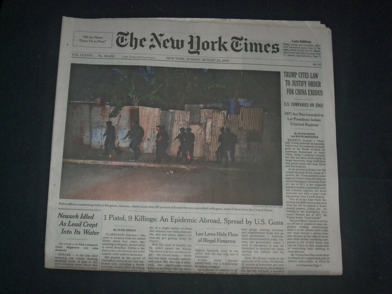 2019 AUGUST 25 NEW YORK TIMES -TRUMP CITES LAW TO JUSTIFY ORDER FOR CHINA EXODUS
