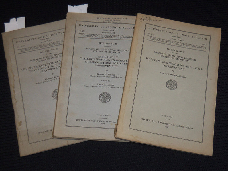 1922-1926 UNIVERSITY OF ILLINOIS BULLETINS LOT OF 3 - URBANA - K 16
