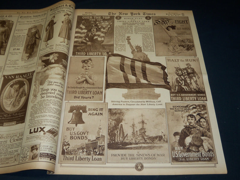 1918 APRIL 7 NEW YORK TIMES PICTURE SECTION - THIRD LIBERTY LOAN - NT 8827