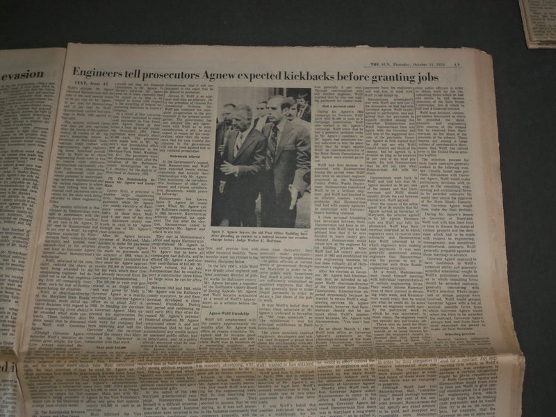 1973 OCTOBER 11 THE BALTIMORE SUN - SPIRO AGNEW RESIGNS - COMPLETE - NP 2952