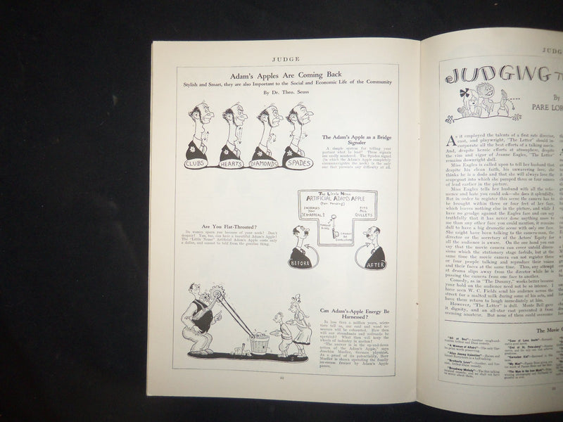 1929 MARCH 30 JUDGE MAGAZINE - DR. SEUSS ILLUSTRATION - ST 266J