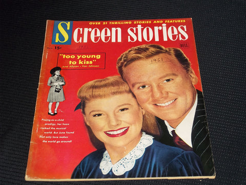 1951 OCTOBER SCREEN STORIES MAGAZINE - JUNE ALLYSON VAN JOHNSON COVER - E 14461