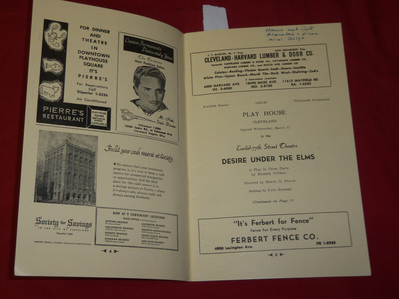 1955-1960 CLEVELAND PLAYHOUSE PROGRAM LOT OF 4 - DOM DELUISE - O 1098F
