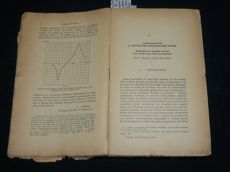 1931 L'ANNEE PSYCHOLOGIQUE FRENCH MAGAZINE BY HENRI PIERON - J 6574