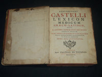 1746 BARTHOLOMAEI CASTELLI LEXICON MEDICUM VOLUME - LATIN - KD 1930