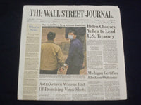 2020 NOV 24 THE WALL STREET JOURNAL - BIDEN CHOOSES YELLEN TO LEAD U.S. TREASURY