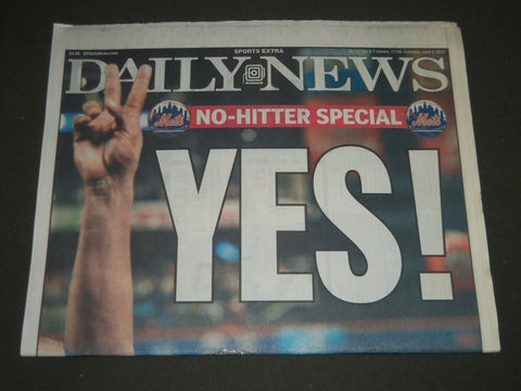 2012 JUNE 2 NEW YORK DAILY NEWS - YES! JOHAN SANTANA NO-NO - NP 2458