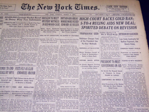 1937 MARCH 2 NEW YORK TIMES - HIGH COURT BACKS GOLD BAN - NT 3014