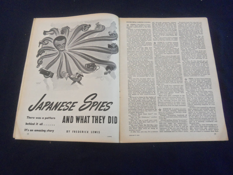 1942 FEBRUARY 7 LIBERTY MAGAZINE - JAPANESE SPIES AND WHAT THEY DID - B 4197C