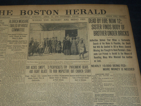 1908 APRIL 18 THE BOSTON HERALD - 12 DEAD IN CHELSEA FIRE - BH 64
