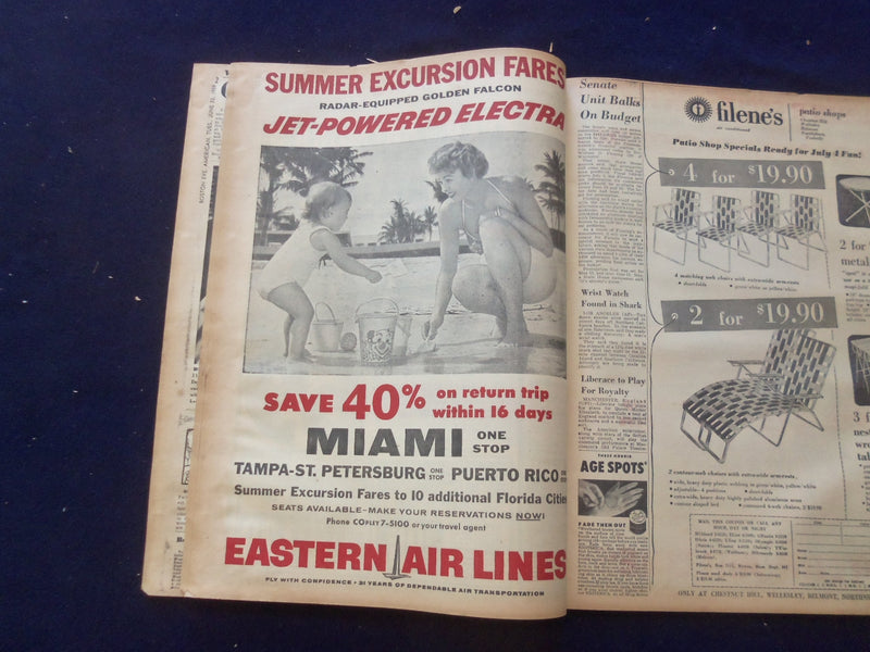 1959 JUNE 23 BOSTON AMERICAN NEWSPAPER - MARILYN MONROE ARTICLE & PHOTO- NP 6240