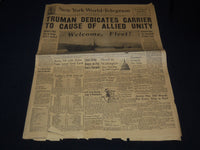 1945 OCTOBER 27 NEW YORK WORLD TELEGRAM - TRUMAN DEDICATES CARRIER - NP 4252N