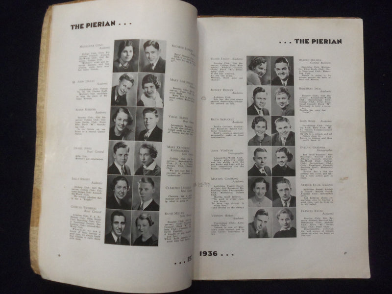 1936 PIERIAN MORTON HIGH SCHOOL YEARBOOK - RICHMOND, INDIANA - YB 1926H