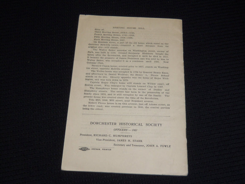 1907 PLACES IN DORCHESTER TO VISIT DURING ONE-HOME WEEK BY JAMES STARK - J 9886