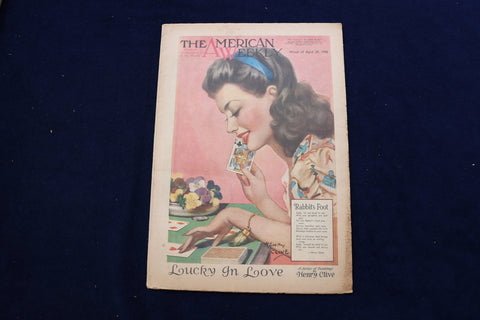 1945 APRIL 29 AMERICAN WEEKLY MAGAZINE - LUCKY IN LOVE COVER - E 22623