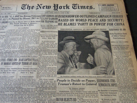 1952 JUNE 6 NEW YORK TIMES - EISENHOWER OUTLINES CAMPAIGN ISSUES - NT 6123