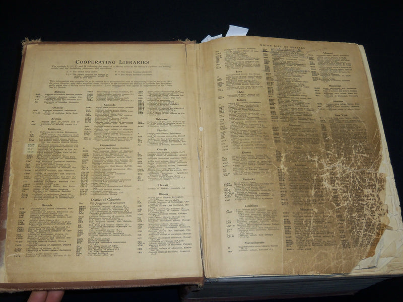 1943 UNION LIST OF SERIALS IN LIBRARIES VOLUME - 2ND EDITION - 3065 PGS- KD 5576
