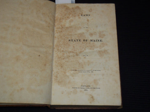 1831 LAWS OF THE STATE OF MAINE VOLUME NO. 3 - PORTLAND - KD 6263F