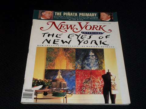 1992 APRIL 6 NEW YORK MAGAZINE - THE EYES OF NY FRONT COVER - E 638
