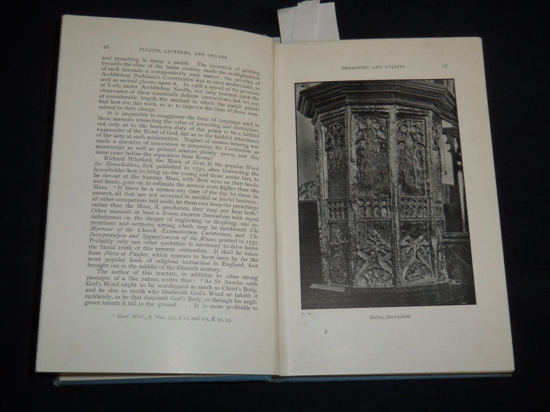 1915 PULPITS - LECTERNS AND ORGANS BOOK BY J. CHARLES COX - KD 5980B