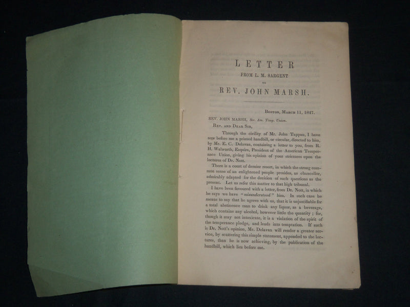 1847 LETTER FROM L. M. SARGENT TO REV. JOHN MARSH BOOK - BOSTON - J 4504