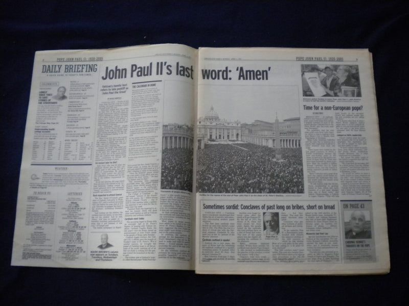 2005 APRIL 4 CHICAGO SUN-TIMES NEWSPAPER - OUR BELIVED JOHN PAUL - NP 5949