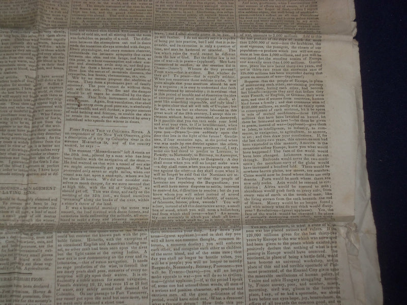 1849 SEPTEMBER 29 MASSACHUSETTS PLOUGHMAN NEWSPAPER- VICTOR HUGO SPEECH- NP 5173