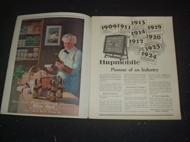 1924 NOVEMBER 20 LIFE MAGAZINE - THANKSGIVING NUMBER - BIRCH-BARK NEWS - ST 6505