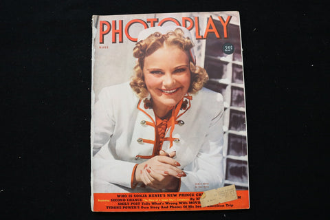 1939 MARCH PHOTOPLAY MAGAZINE - SONJA HENIE COVER - E 25395