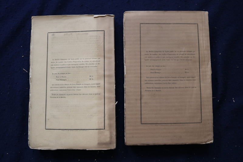 1847-1894 ANNALES DE LA SOCIETE LINNEENNE DE LYON BOUND VOLUMES-LOT OF 13-O 3495