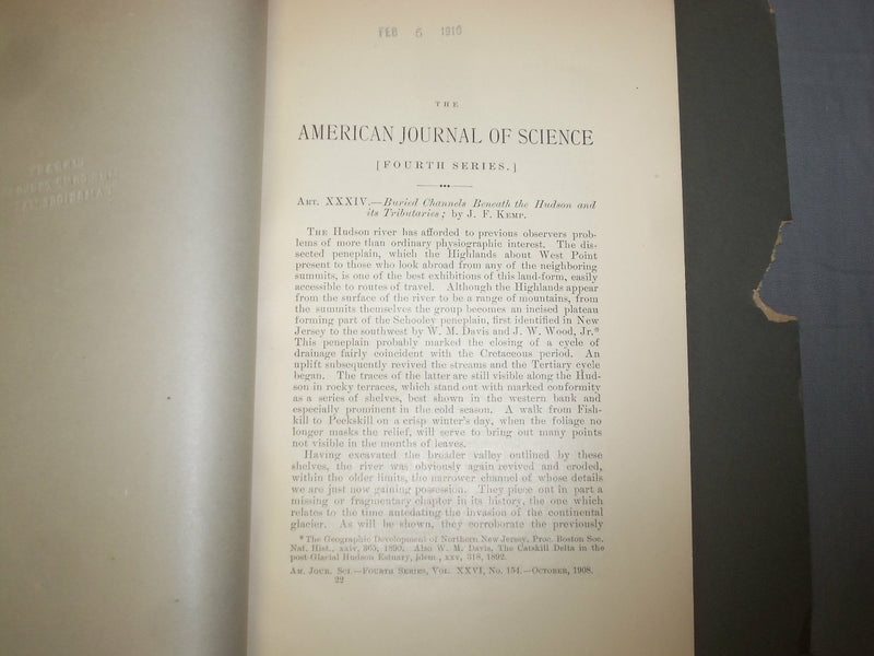 1908 BURIED CHANNELS BENEATH THE HUDSON AND ITS TRIBUTARIES - J 4907