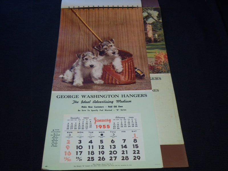 1955 THE GEORGE WASHINGTON HANGERS CALENDAR SALESMAN SAMPLE SHEETS BOOK - C 21