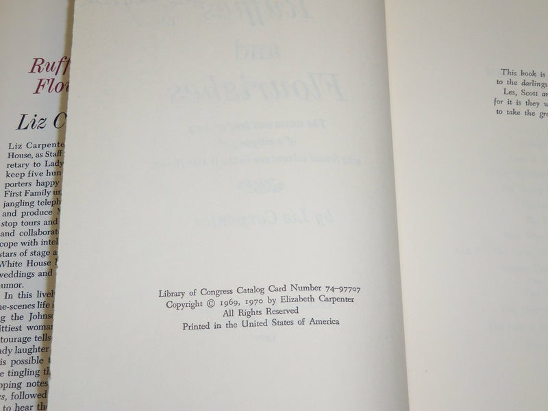 1970 RUFFLES AND FLOURISHES HARDCOVER BOOK INSCRIBED BY LIZ CARPENTER - D 551