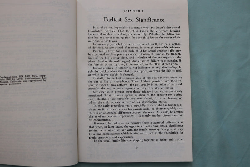 1940 SEX AND YOU BY DR. PHILIP M. LOVELL - SOFTCOVER BOOK - K 3430